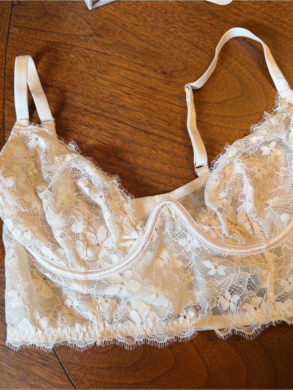Victoria's Secret Ivory Lace Longline Bralette